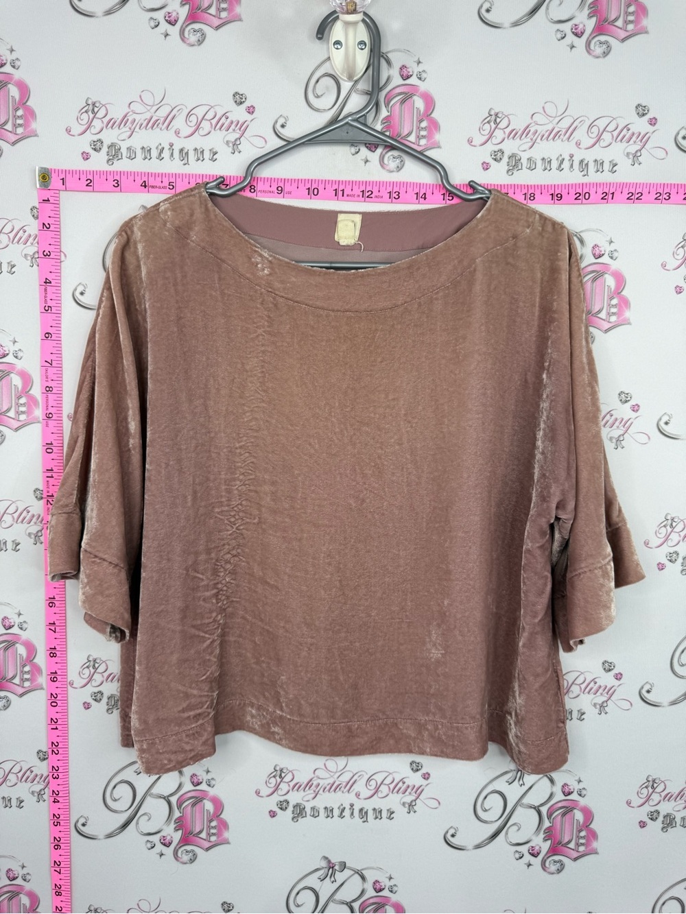 GAP shirt top Velvet Boxy Short Sleeve Top - Mauve
